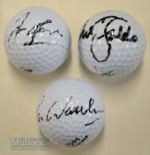3x British Major Winners signed golf balls – Nick Faldo (6x Major Winner 3x Masters and 3x Open