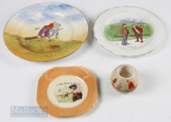 Golfing Ceramics (4) – Crown Ducal comical golfing design plate, (crazed), W&R Carlton Ware golfer