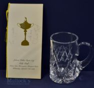 1989 Ryder Cup Golf Gala Ball signed dinner menu and cut glass half pint tankard (2) - the menu