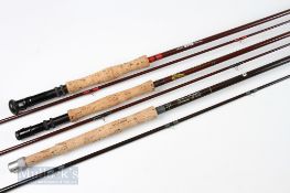 3x Fibreglass Rods – Farlow’s Farlight Reservoir Special 9ft 3 piece, line 8, with sliding reel seat