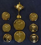 Collection of Ryder Cup Gilt Blazer Buttons and lapel pin badge – the buttons made by London Badge