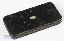 Hardy Bros Mayfly Black Japanned Box with Flies 8 compartment interior with celluloid sliding