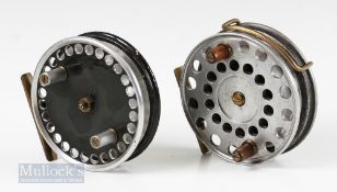 Unnamed 4 ½” ventilated trotting reel twin handle, Bickerdyke line guide, brass foot, on/off