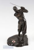 1940s British Red Cross Bobby Jones style Spelter Golfing Figure Prize trophy – mounted on a
