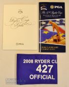 Collection of 2008 Ryder Cup items (3) – 2008 Ryder Cup Official’s Armband, 2008 Player and Course