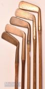 R Forgan stamped bronze blade putter with greenheart shaft, shaft stamp (no grip) plus an Army and