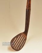 Rare J B Halley ‘Ribbon’ lead faced iron showing six lead inlaid face lines, fitted with a full