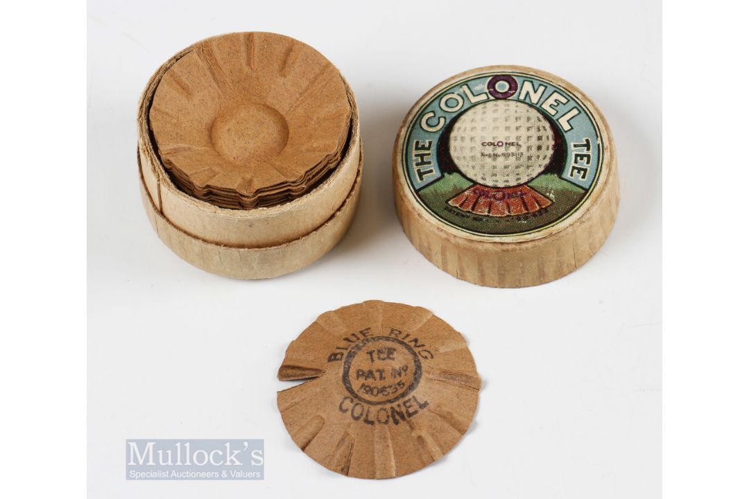 Fine and rare ‘The Colonel Tee’ paper Golf Tees with the original labelled box featuring Blue Ring - Image 3 of 4