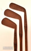 3x assorted irons – Maxwell Wide flanged sole mashie niblick, wide sole smf mashie and ladies jigger