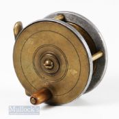 Unnamed Ebonite, Brass and Alloy 2 ¾” fly reel with a good ebonite backplate, slight play in handle,