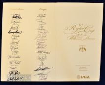 Rare 2008 Ryder Cup Fully Signed Welcome Dinner Menu – played at Valhalla Golf Club Louisville