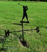 Interesting Golfing Weathervane with Golfer Teeing off to top with the compass points, black painted
