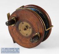 Rare Chas Farlow & Co Ltd, 191 The Strand WC, wooden Nottingham and brass star back reel with makers