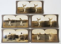 Collection of 5x Early Famous US Champion Golfers Stereo View Real Photograph Cards – players incl