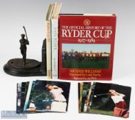 Collection of 3x Ryder Cup Books and European (11) and USA (10) players photographs (33) – books