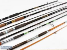 Mixed Rod Selection (5) – incl 4x boat rods DAM Greenboat 6ft 6in one piece glass rod, one ring