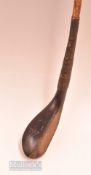 T Dunn dark stained beech wood late longnose baffie c1885 – fitted with good original hide grip with