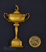 Scarce 1989 Ryder Cup Silver Gilt Large Pin Badge – silver hallmarked Birmingham and engraved with