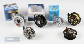 Fly Reel Mixed Selection (5) – Fladen Vintage ¾ 2 ¾” fly reel, ALD 3/4 2 5/8” reel, B-60 Japan