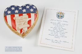 1987 Ryder Cup Ceramic Box and Invitation from Jack and Barbara Nicklaus both given to Gordon