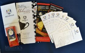 Collection of 2012 Official Ryder Cup Menus and Other related items of merchandise (7) – Welcome