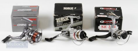 3x Various Reels – Fishzone Chrome Afis front drag reel, Qunhai SE200 One Touch spinning reel and