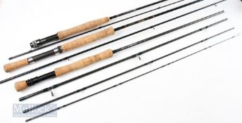 3x Carbon Fly Rods – Orvis Streamline 9ft 4 piece, line 8# with very light use, Shakespeare