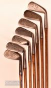 7x good assorted irons - Tom Stewart Mashie Iron, Scottie Rustless mashie and P Woods rustless