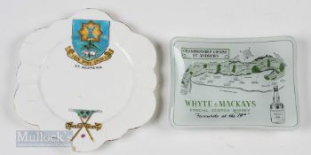 St Andrews Home of Golf related items (2) – Hand painted Foley Bone China side plate decorated