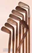 8x assorted smf irons incl a T Sherlock? Oxford juvenile iron, Aitken Great Yarmouth iron (bent