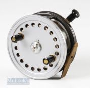 Hardy The Silex 4” Alloy Casting Reel with twin black handles, brake lever, ribbed brass foot runs