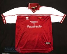 2003/04 Barry Town United Away/Euro football shirt size XXL, short sleeve, Errea, maroon and white