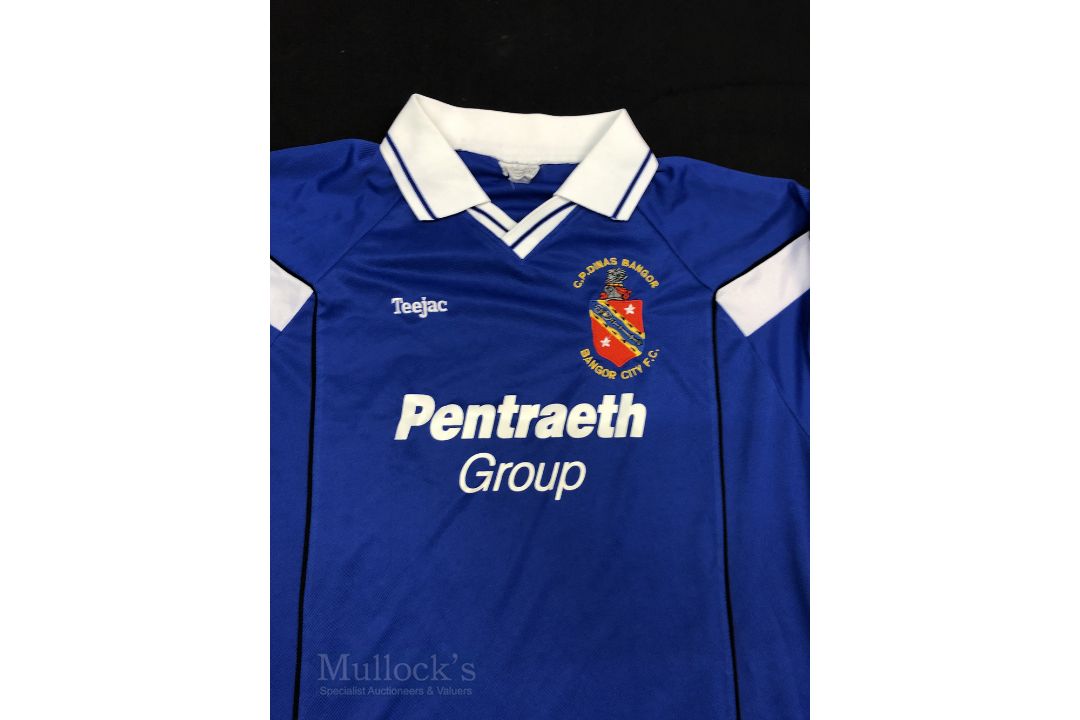 c2000 Bangor City FC Home football shirt size XL, in blue and white, Teejac, long sleeve - Image 2 of 2