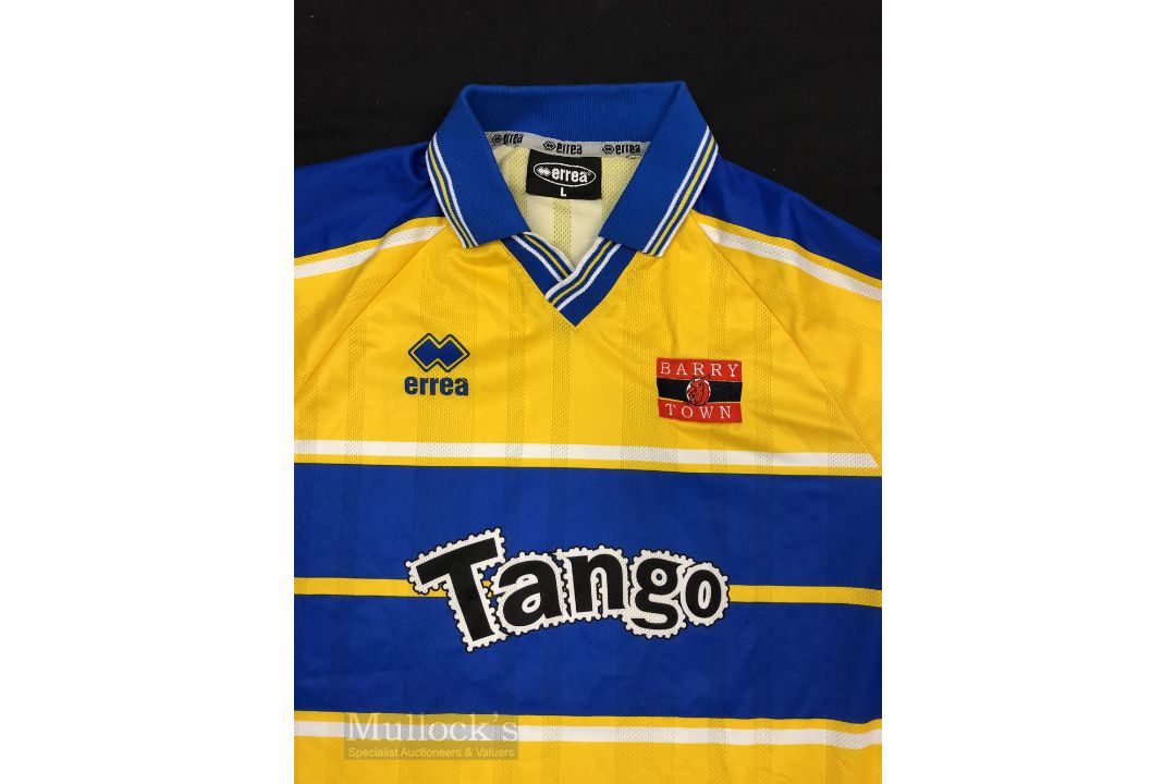 1999/01 Barry Town United Home football shirt size L, in yellow and blue, Errea, short sleeve - Image 3 of 3