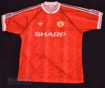 1990/92 Manchester United Home football shirt size 42-44”, in red, Adidas, short sleeves, with