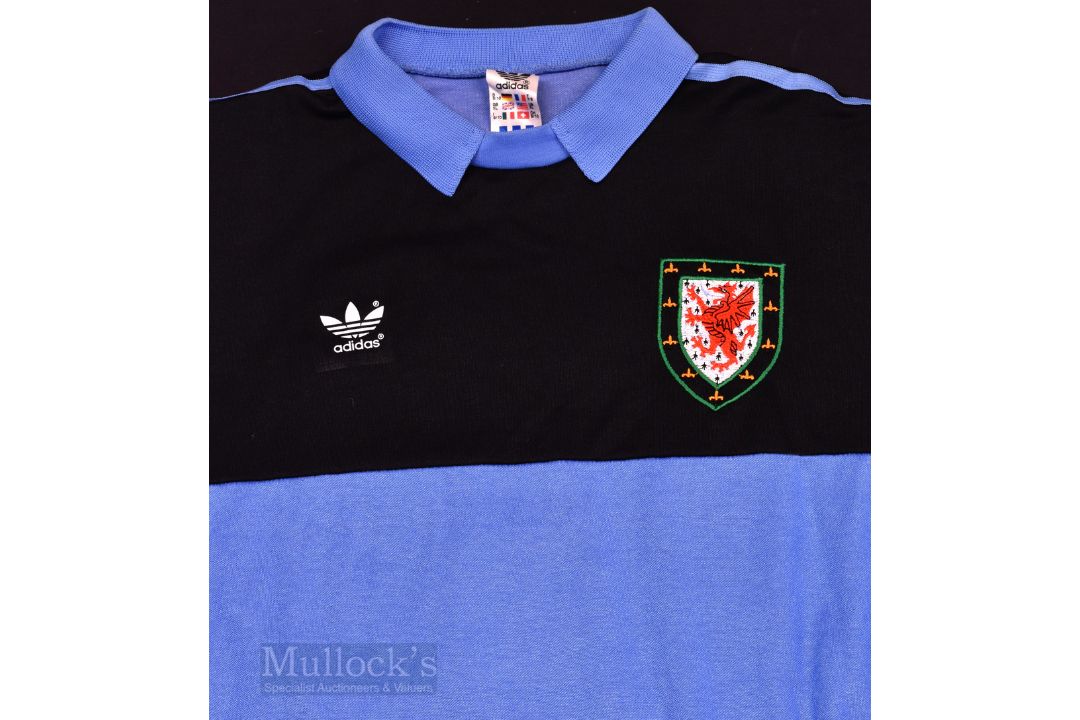 1980s Wales International Goalkeeper football shirt Adidas, in blue and black, size XL, No 12 to - Image 2 of 3