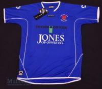 Welshpool Town Home football shirt size M/L, in blue and white, Stanno, short sleeve