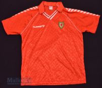 1987/90 Wales International Home football shirt size XL, in red and white, Hummel, short sleeve
