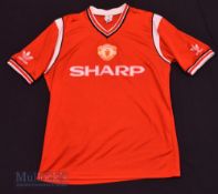 1984/86 Manchester United Home football shirt size large, Adidas, in red and white, short sleeve