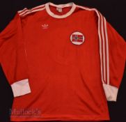 c1978 Norway International Home football shirt size 5/6 medium, Adidas, Made in Germany, with
