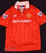 1992/94 Manchester United Home football shirt size L, in red and white, short sleeve, league