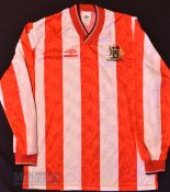 Altrincham FC Home football shirt size 97-102cm, in red and white, long sleeve