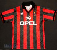 1994/95 AC Milan Home football shirt in medium size, black and red, Lotto, still with original