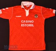 1992/93 Benfica Home football shirt size large, Hummel, in red, short sleeve