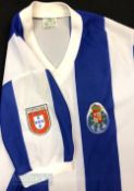 Retro 1970/80s FC Porto Home football shirt with Marcel label, adult size, blue and white, short