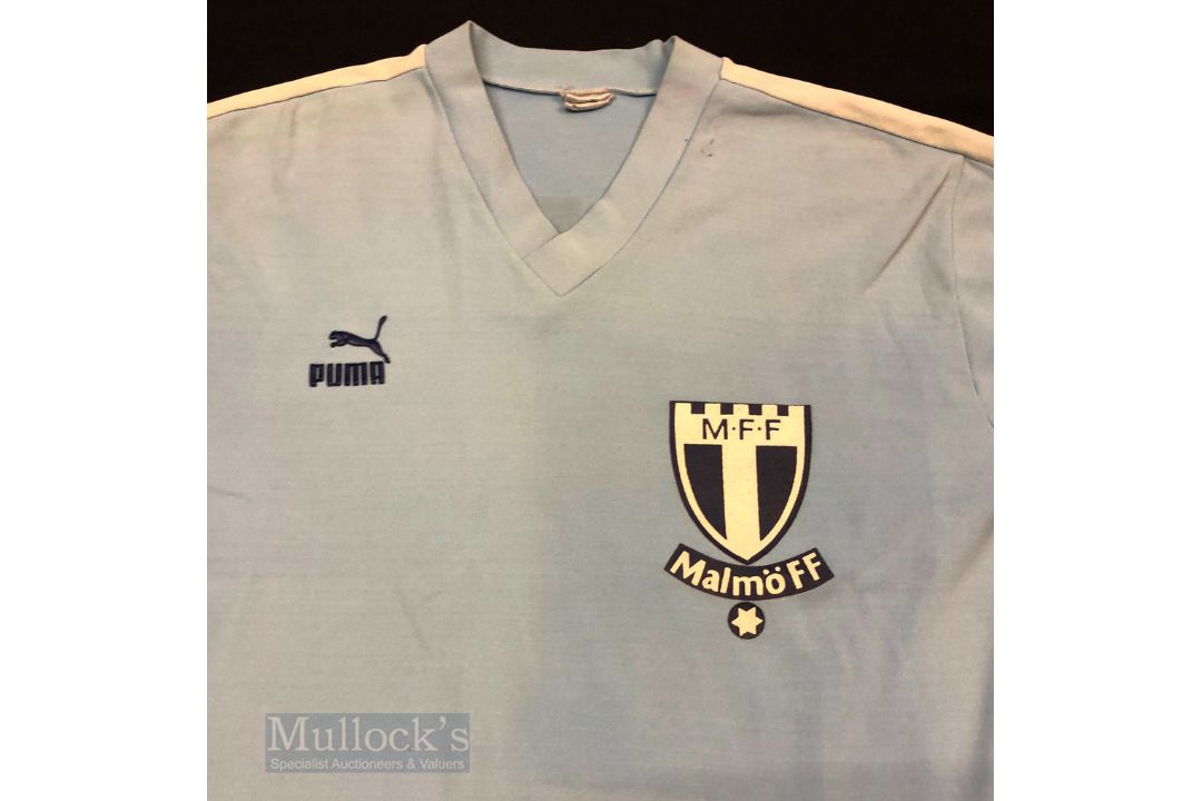c1980s/90 Malmo FF Home football shirt indistinct label, Puma, in sky blue, appears S/M adults, - Image 2 of 3