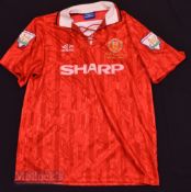 1992/94 Manchester United Home football shirt size large, in red, Umbro, short sleeve, with league