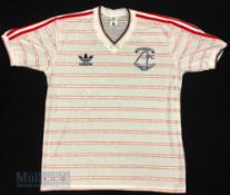 1985/86 Aberdeen FC Away ‘Champions’ football shirt size large, white and red, Adidas, short