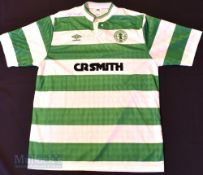 1987/89 Celtic Home football shirt size 42” Umbro, in green and white, short sleeve