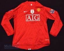 2009/10 Manchester United Home football shirt in red, size L, long sleeve, Nike, with 2008 FIFA